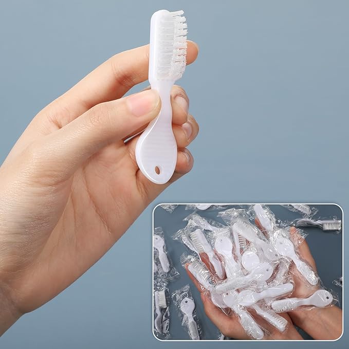 Patelai 50 Pcs Handle Toothbrush Thumbprint Individually Packaged Security Toothbrush Bulk with Short Handle Soft Bristles for Portable Travel Teeth Cleaning, Mini Size