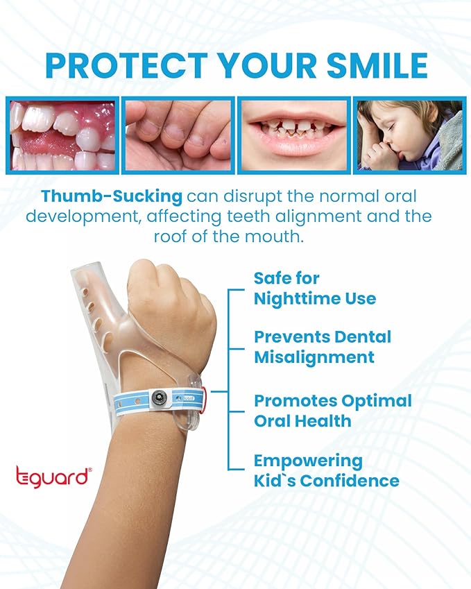 AeroThumb Thumb Sucking Prevention Kit – Thumb Sucking Guard with InstaLock System - Deterrent & Treatment For Bad Dental Habits | Ages 5 & 6 | Between 40-70 lbs – Medium | Made in the USA