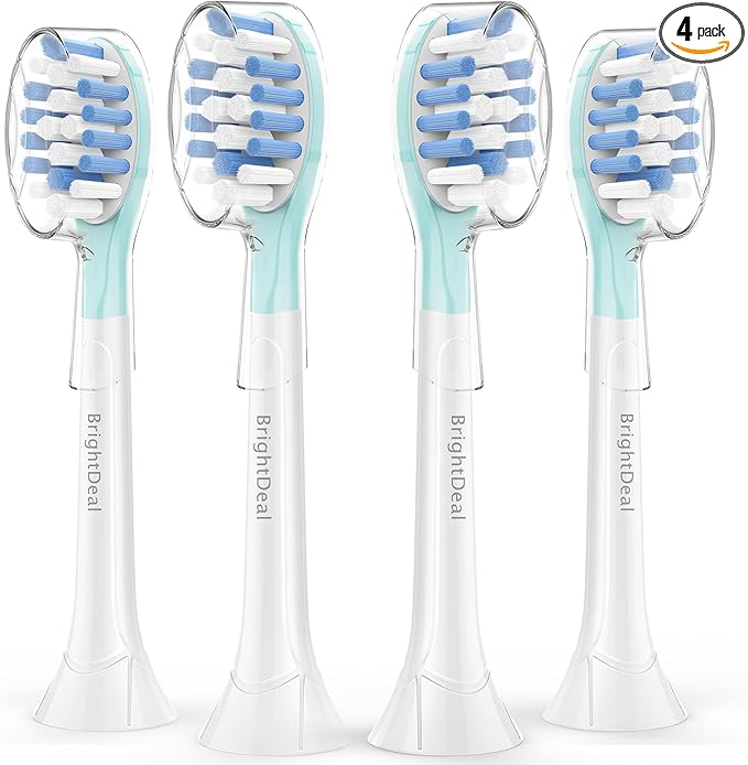 BrightDeal Replacement Head for Philips Sonicare ProtectiveClean 4100 5100 6100 DiamondClean 9500 ExpertClean 7500 FlexCare HealthyWhite Electric Sonic Toothbrush C3 G3 W3 C2 G2 C1 Brush, White, 4 Pcs