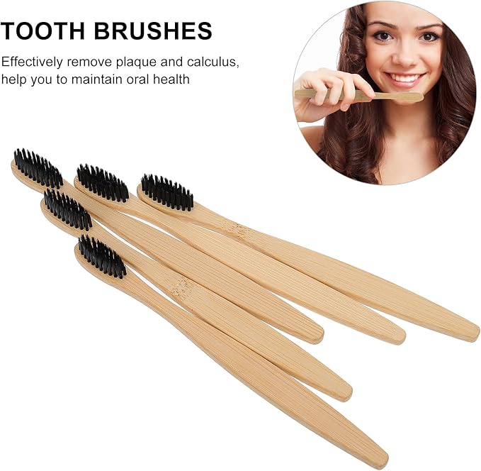 Toothbrushes for Adults 10Pcs Soft Nylon Bristles Disposable Eco-Friendly Manual Toothbrush Set with Natural Handle for Travel and Daily Oral Care