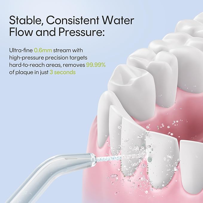 Water Flosser Portable for Travel - Mini Water Flosser with 3 Modes, IPX7 Waterproof, 360° Nozzles, Cordless Water Dental Flosser for Teeth Cleaning Flossing for Adults, Braces & Sensitive Gums