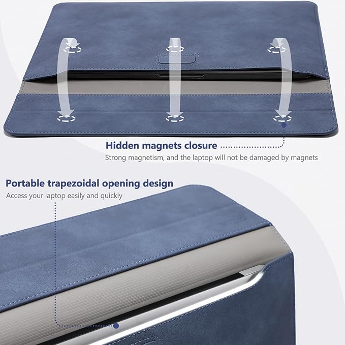 HYZUO 13.3-14 Inch Laptop Sleeve Case with Stand Feature for MacBook Pro 14 M5/M4/M3/M2/M1 2026-2021, MacBook Pro/Air 13.3, 13" 13.5" 13.8" Surface Laptop, HP Spectre X360 13/14, Navy Blue