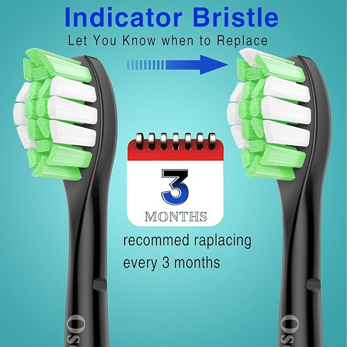 Osctor Fit for Sonicare Replacement Heads, Toothbrush Replacement Brush Heads Compatible with Philips Sonicare Click on Electric Toothbrush, 4 Pack, Black