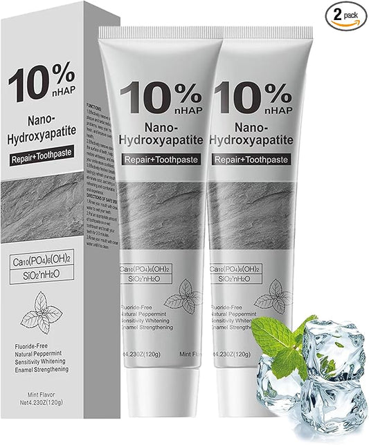 Hydroxyapatite Toothpastes, 10% Nano-Hydroxyapatite Toothpaste, Fluoride-Free Toothpaste, Gentle on Sensitive Teeth Strengthens Enamel (2)