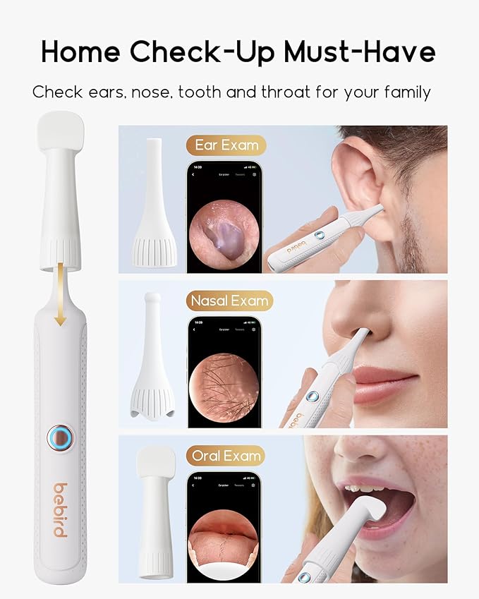 Bebird Earsight Plus R37R Ear Cleaning Camera Wax Removal Tool kit, Flexible Earwax Cleaner Scope Otoscope Cam Light, Visual Earpick Tweezers Wireless Ear-Wax Remover for Adults & Kids - White