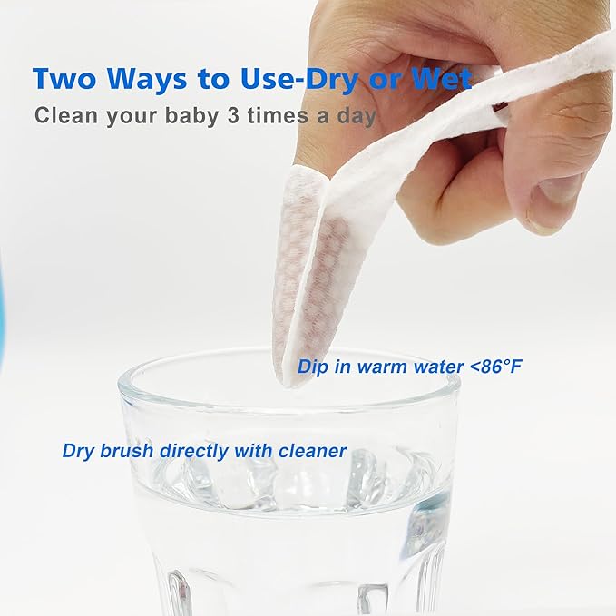102PCS Baby Tongue Cleaner, Disposable Newborn Finger Toothbrush, Soft Gauze Baby Mouth Cleaner for Infant Gum Teeth Cleaning, Wet&Dry Mouth Cleaner for 0-36 Months Babies