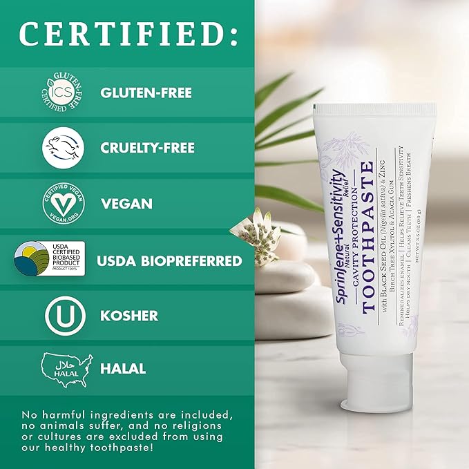 SprinJene Natural Sensitivity Relief Toothpaste with Fluoride – 2 Pack