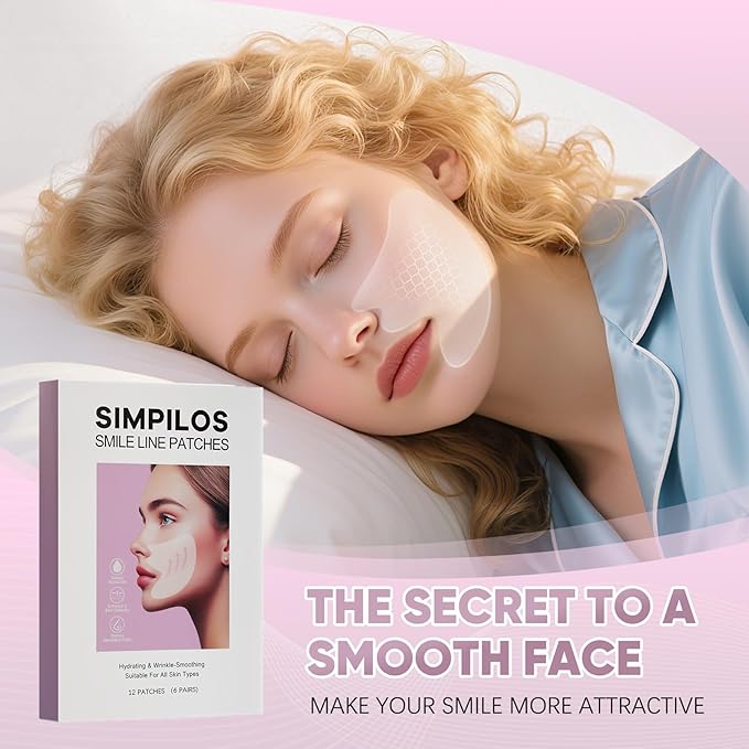 Smile Line Patches, Anti Wrinkle Patches Facial Tapes for Nasolabial Folds, Face Lifting & Face Wrinkle Smoothing Patches - 6 Pairs