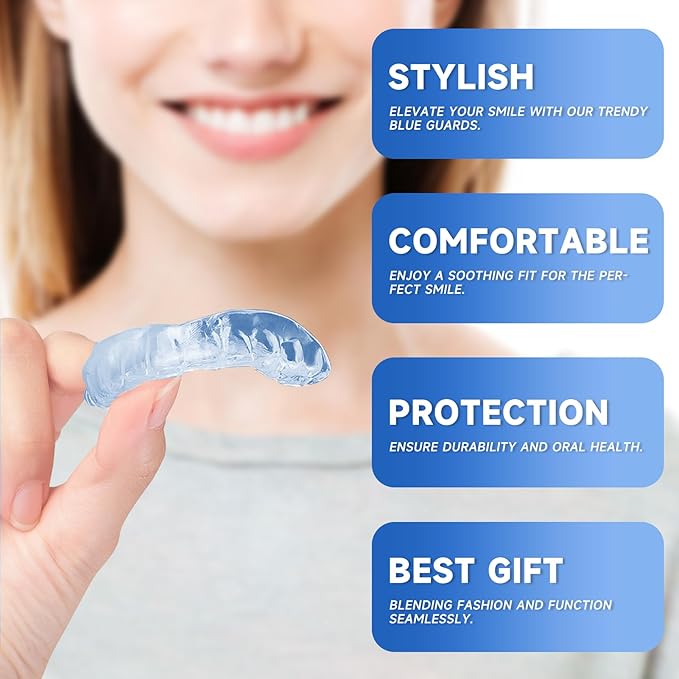 Blue Kids Mouth Guard for Clenching Grinding Teeth,4 Pack Comfortable Night Guard,Moldable Child Bite Guard for Clenching Teeth,Mouthguard for Kids