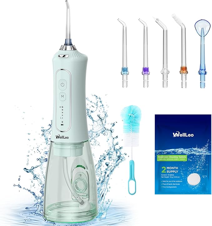 Water Flosser for Teeth, 300ML Cordless Oral Irrigator Rechargeable Dental Flosser Picks with 5 Modes 5 Jet Tips,IPX7 Waterproof Teeth Cleaner for Braces Gum Care, Home Travel Use