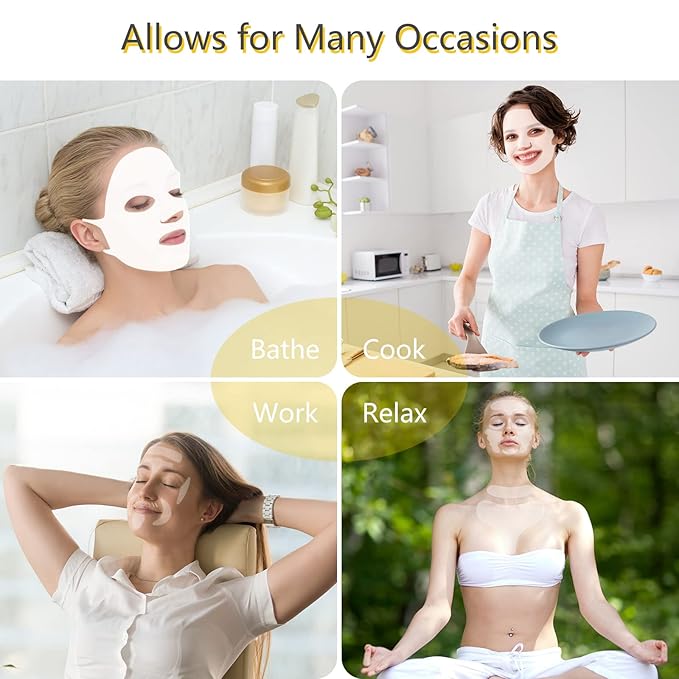 Maitys 32 Pcs Facial Chest Neck Silicone Pad Reusable Face Forehead Patches Facial Sleeping Mask Cover for Smoothing Chest Neck Forehead Eye Mouth (Clear,Milk White)