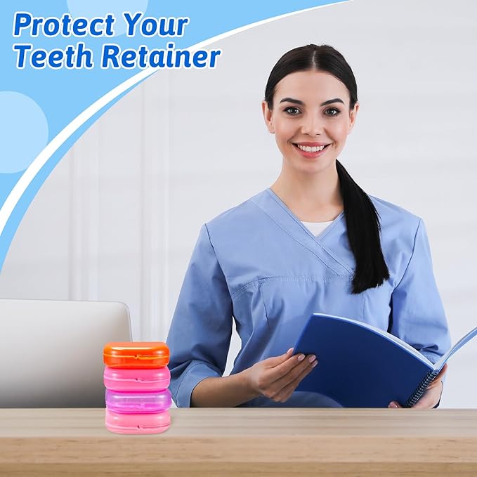 Sherr 120 Pcs Dental Retainer Cases Bulk with Holes 17 Colors Denture Case Mouth Guard Holder False Teeth Container Multicolored Retainer Holder for Travel Office Home