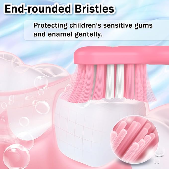 Kids Replacement Heads for Philips Sonicare 6032/94 6321 6340 6042 6320 6330, 3+ Years Old Toddler Soft Electric Toothbrush Compact, Child Brush Head for Boys Girls, 8 Pack Pink & Blue