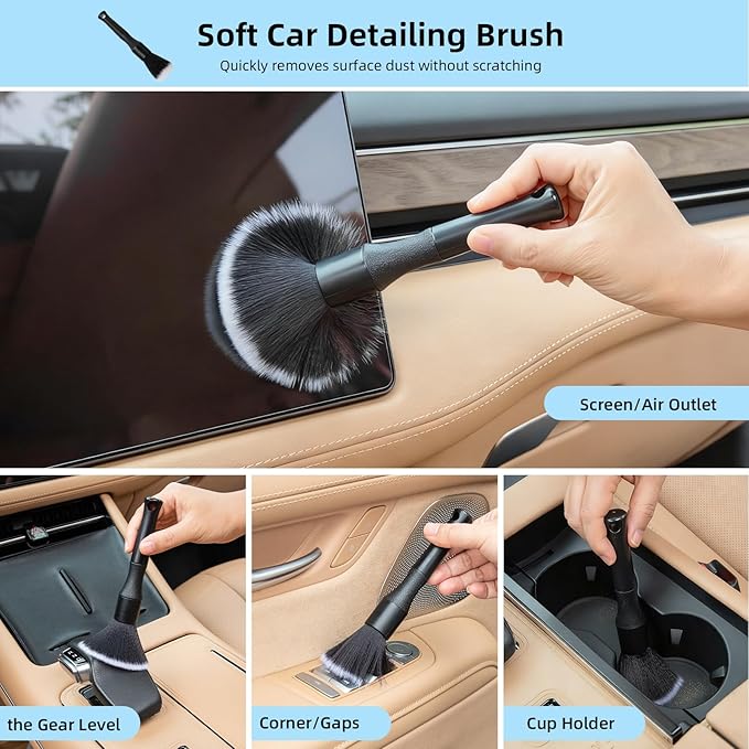 TICARVE Car Interior Detailing Cleaning Kit,Car Detailing Crevice Brush Set, Cleaning Gel, Interior and Exterior Cleaner,Accessories Tool Supplies for Car,Keyboard and Interior