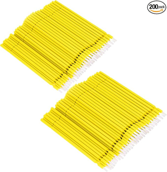 Garosa Yellow 200 Count Interdental Brushes Disposable Micro Applicator Sticks Cleaning Tools for Oral