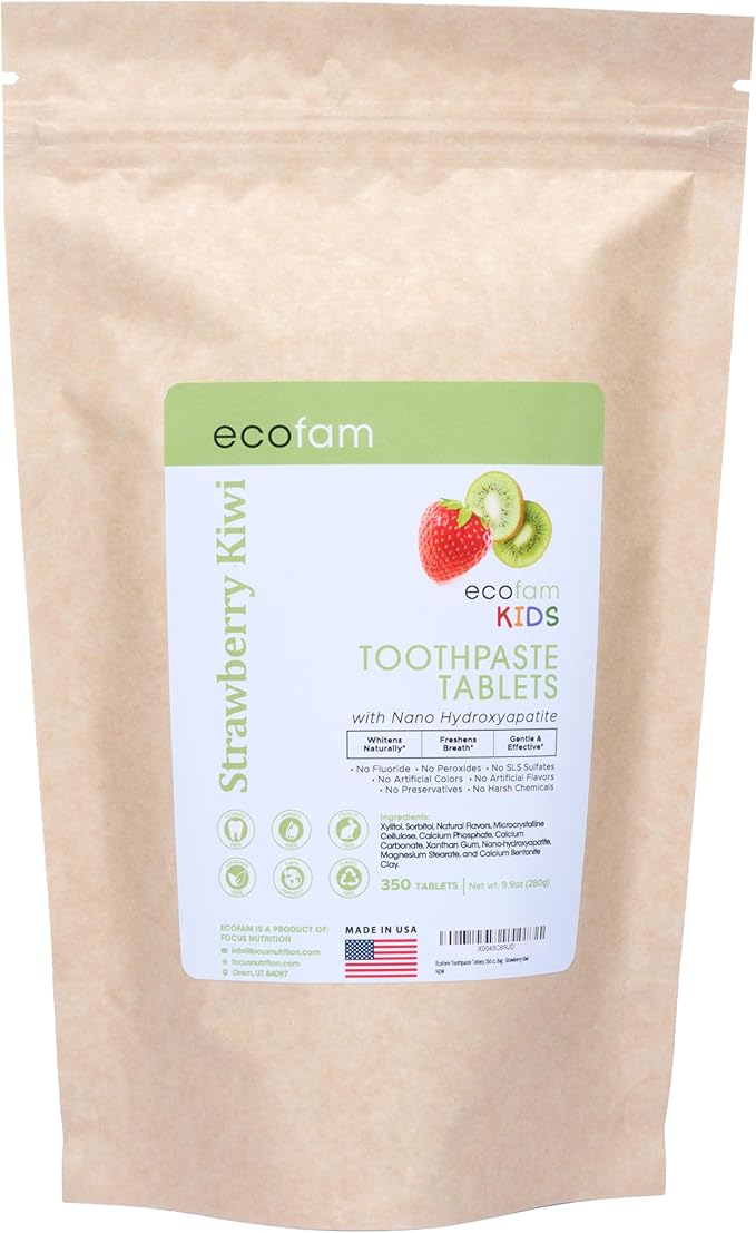 Toothpaste Tablets – Strawberry Kiwi | Nano Hydroxyapatite Toothpaste Tablets Chewable | Fluoride Free l 350 Tabs
