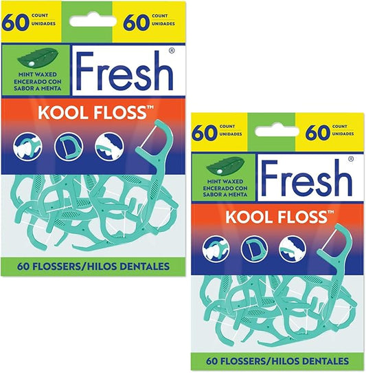 Mint Waxed Dental Flossers, Dr Fresh,s 60 Count – Smooth Glide Floss Picks for Plaque Removal & Gum Care (Pack of 2)