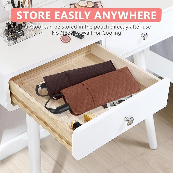Heat Resistant Hair Tools Organizer Bag Portable Travel Storage Cover Case for Hair Straighteners, Curling Irons, Flat Irons and Hot Styling Tools(13.8" x 5.5")