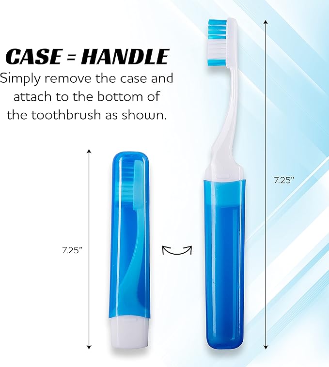 Firm Mini Travel Toothbrush with Cover, Camping Size, Adult Kit (50 Pack Medium)