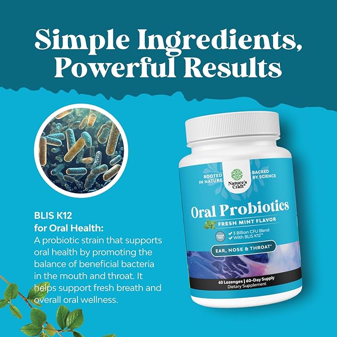 Oral Probiotics for Teeth and Gums - Minty Fresh BLIS K12 Oral Probiotics for Mouth Bad Breath Dry Mouth and Dental Health Support with 3 Billion CFU - Chewable Xylitol Lozenges Mint Flavor (3 Pack)