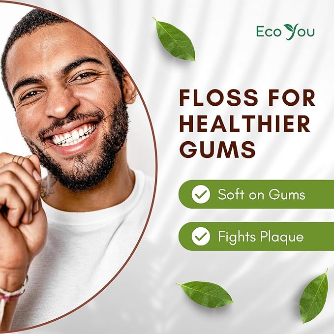 Charcoal Bamboo Floss | 2 Natural Floss Refill with Glass Container | Organic Mint & Candelilla Wax | Vegan & Biodegradable | Compatible w/Similar Dental Floss Silk Refill Containers