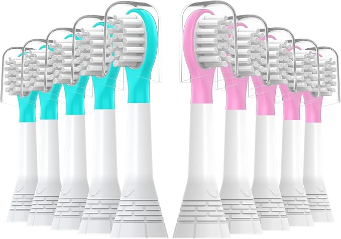 Kids Replacement Toothbrush Heads 10 Pack for Philips Sonicare Electric Toothbrush Soft Brush Head for Child 3-7 for Boy Girl,5pink+5blue