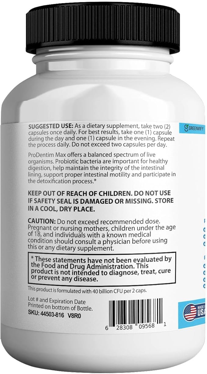 DentimPure Max Extra Strength Probiotic Supplement with 40 Billion CFU – Supports Teeth, Gums, Ear, Nose, Throat & Digestive Health – 60 Capsules (3)