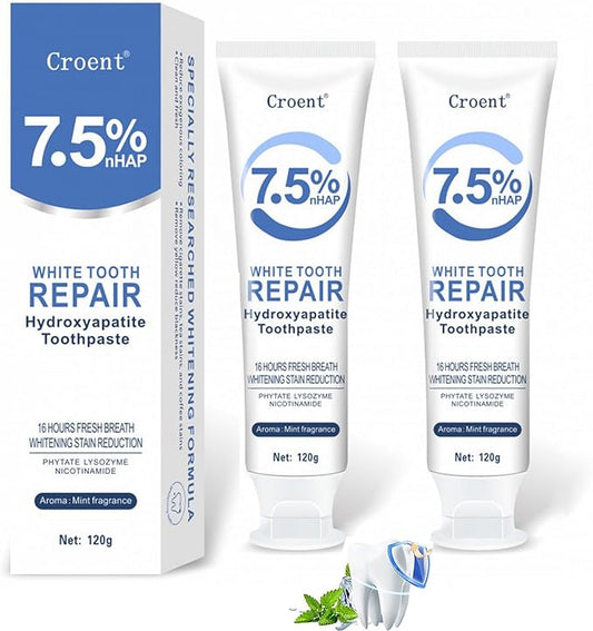 Hydroxyapatite Toothpaste 7.5%，ceelike hydroxyapatite Toothpaste for Enamel Protection and Tooth Strengthening，Mint Fragrance 16 Hours Fresh Breath，Hydroxyapatite Toothpastes Use for Oral Care 2 Pack