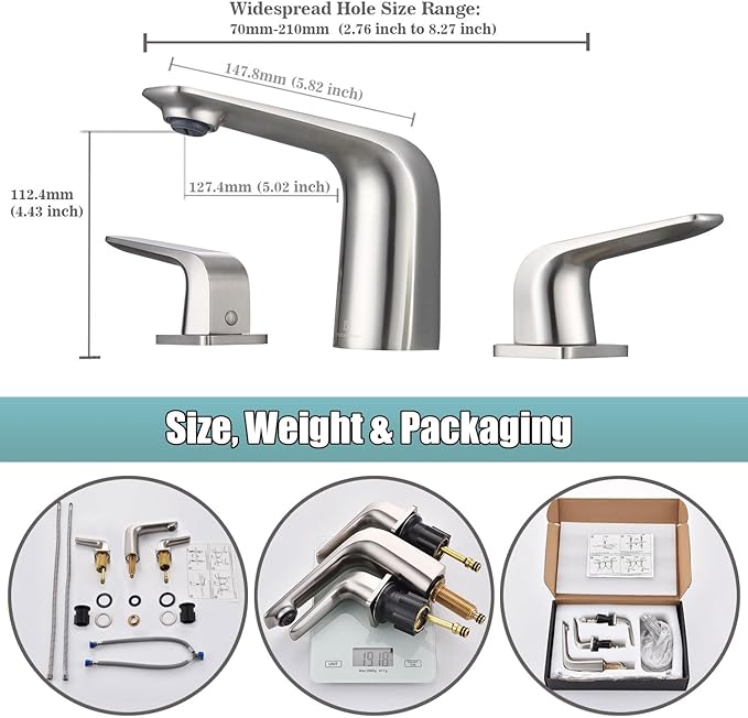 TOCALOCA Widespread Bathroom Faucet 3 Hole Bathroom Sink Faucet Brushed Nickel 2 Handles Vanity Faucet Brass, Anti-Fingerprint Modern Bathroom Basin Faucet
