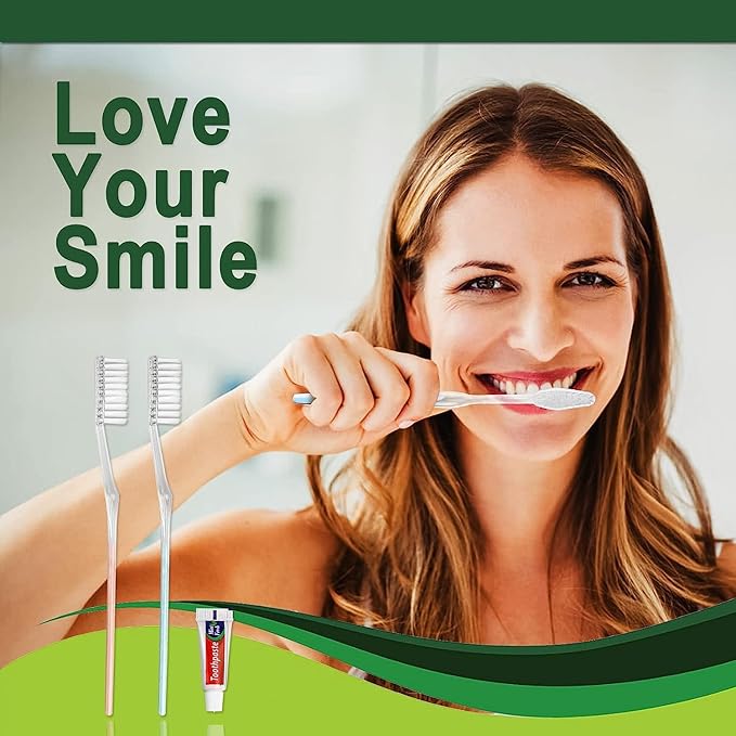 HQSLsund 50 Pack Disposable Toothbrush Kit with Toothpaste, Individually Wrapped Travel Toothbrushes Soft Bristle Manual
