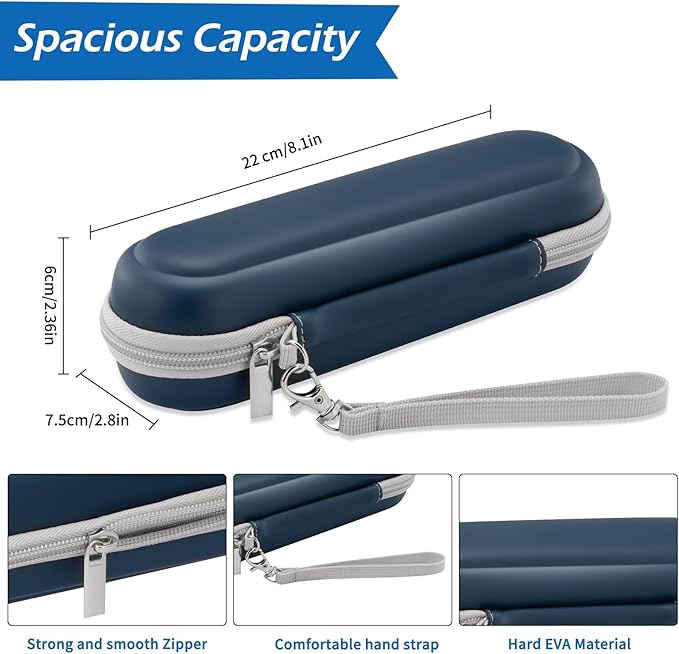 TYSORETY Toothbrush Travel Case for Oral B/Oral-B Pro 1000 1500 5000 7000 & Philips Sonicare 4100 1100 5300 5100 6100/iO Electric Toothbrush, Hard Protective Storage Bag (Deep blue)
