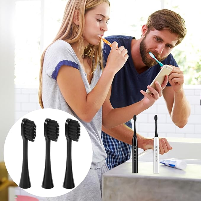 3pcs Electric Toothbrush Replacement Heads Soft Nylon Bristles Compatible for Adults and Reusable Toothbrush Brush Heads for Daily Oral Care