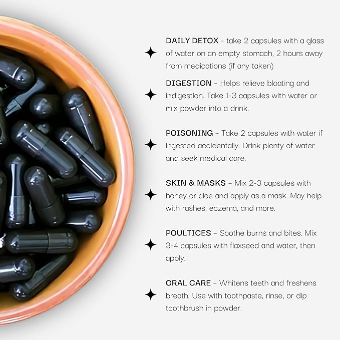 Activated Coconut Charcoal Capsules- Supports Health - Vegan, Organic, Non-GMO, No Additives - X-Large Bottle 210 Count - Pack of 2