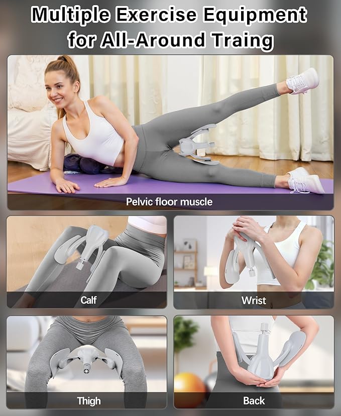Upgraded Inner Thigh Exerciser, Kegel Exerciser, Adjustable Pelvic Floor Muscle Strengthening Exercise Devices, Hip Pelvic Trainer for Postpartum Recovery, Thigh Toner Workout Equipment
