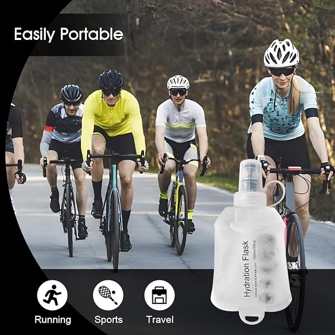 WILDREEDS 500ml Soft Flask, TPU Collapsible Soft Water Bottle for Hydration Pack, Running Vest, Folding Water Bottle for Hiking Cycling Climbing-2Pcs, White