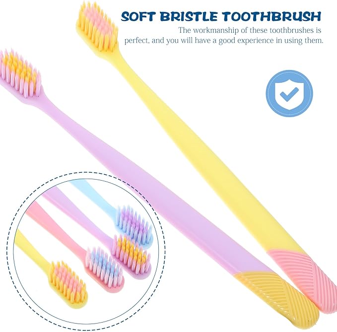 GARVALON 10pcs Soft Bristle Manual Toothbrushes Bulk Set, Wear-Resistant Daily Household and Travel Use, Ergonomic Adult Toothbrushes for Effective Teeth Cleaning