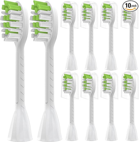 Toothbrush Replacement Heads Compatible with Philips One Series Sonicare Battery Toothbrush BH1022/07, 10 Pack Replacement Heads, Soft Bristles, White
