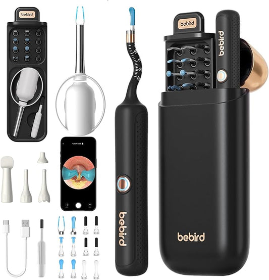 Bebird Earsight Plus R37R Ear Cleaning Camera Wax Removal Tool kit, Flexible Ear Scope Otoscope Camera Light, Visual Ear Picker Wireless Earwax Remover Tweezers for Family