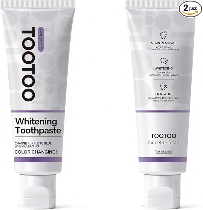TooToo Niacinamide Whitening Toothpaste – Natural Toothpaste Fluoride Free for Stain Removal, Enamel Safe Fluoride Free for Adult Fresh Breath, 8.4oz(Pack of 2)