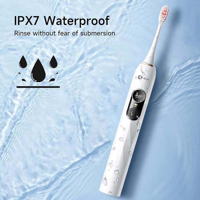 V3 Sonic Electric Toothbrush for Adults - Dual Display, 5 Cleaning Modes, Up to 200 Days Battery on a Single Charge, 4 Brush Heads & IPX7 Waterproof Design