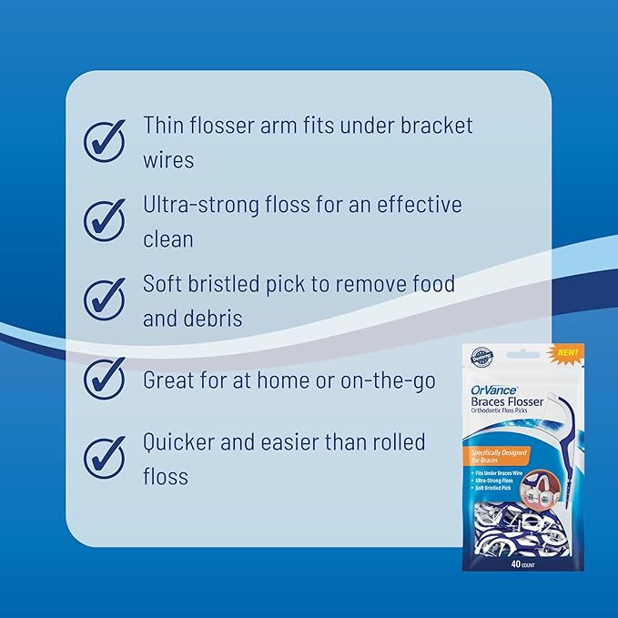 OrVance Braces Flosser - Designed for Braces for an Easy & Effective Clean, Ultra Strong Floss - 40 Count (Pack of 3)