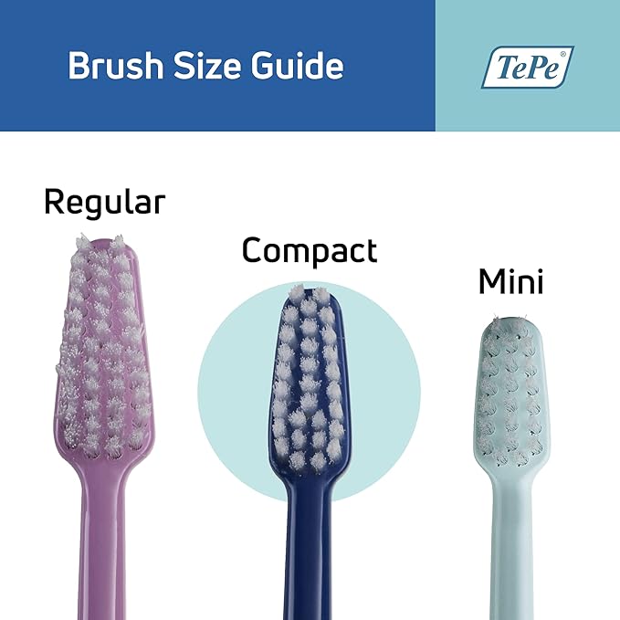 TePe Select Medium Toothbrush, Adult Medium-Bristle Toothbrush with Compact Tapered Head and Angled Neck, Pack of 1