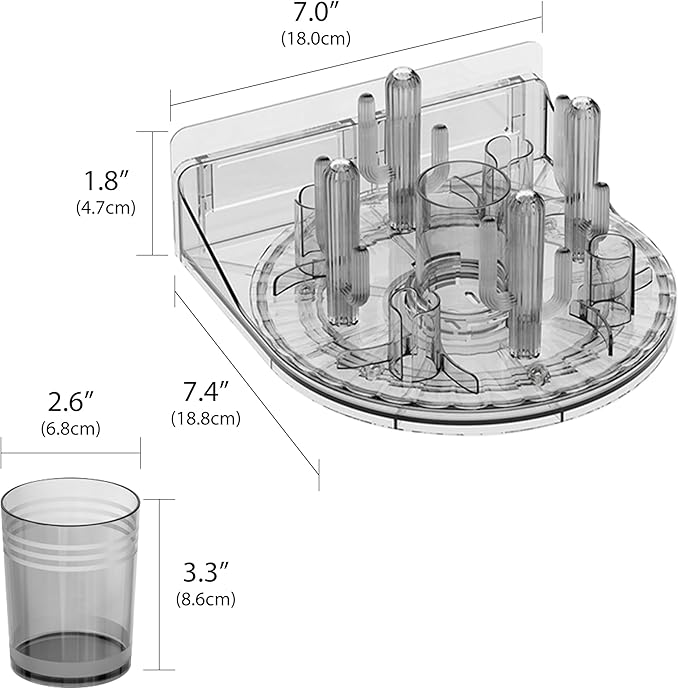 Rotating Toothbrush Holders with 4 Pcs Toothbrush Cup, Shower Toothbrush Toothpaste Holder Wall Mount, Self Adhesive Bathroom Organizer Caddy, Tooth Brush Stand for Manual Toothbrush (Grey)