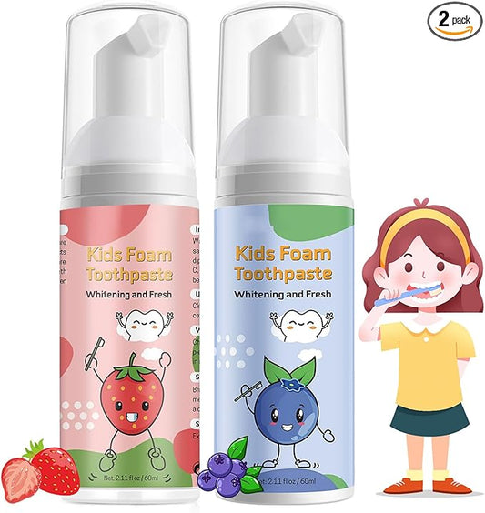 Foam Toothpaste Kids, Kids Mouthwash with Fruit Flavor - Toddler Toothpaste Age for Children,360ºCare Natural Anti-Cavity Formulas with Fluoride for Electric & U-Shape Toothbrushes
