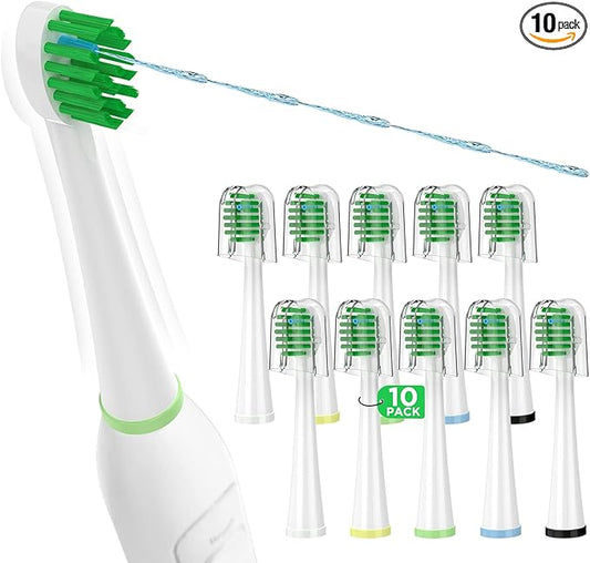 Replacement Toothbrush Heads for All Waterpik Sonic Fusion Models (SF-01, SF-02, SF-03, and SF-04 Series), Compact, with Covers, 10 Count, White