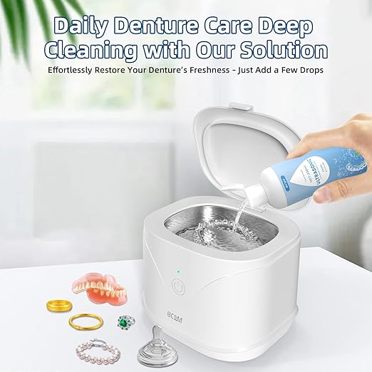 Bcom Ultrasonic Retainer Cleaner Solution, Jewelry Cleaner Solution Deep Clean for Retainer, Mouthguards, Night Guards, Aligners and Jewelry Ring, Odor Stain Remover for Ultrasonic Machines (8.5 oz)