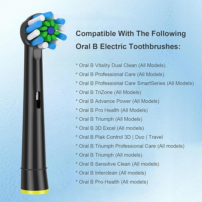 Replacement Toothbrush Heads fits for Oral B Braun Electric Toothbrush Refills,8Pcs Black Toothbrush Heads Compatible with Oral B 7000/Pro 1000/9600/500/3000/8000