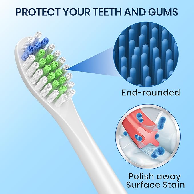 Zekecare Replacement Toothbrush Heads, Compatible with Soni-Care Click-on Toothbrush Handles, 8 Standard Phi-Lips Soni-Care Heads,Replacement Heads Extra Soft Dupont Bristles for Your Teeth, White