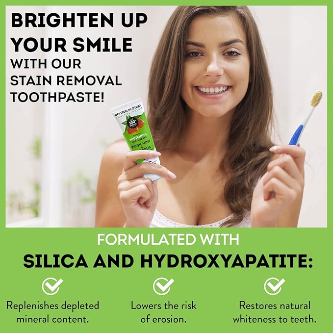 MOUTHWATCHERS Whitening Fluoride Free Naturally Sourced Toothpaste, 4 Tubes, 3 oz Each, for Sensitive Teeth and Gums, Organic, SLS Free, Fresh Organic Mint and Propolis, by Dr. Plotka's