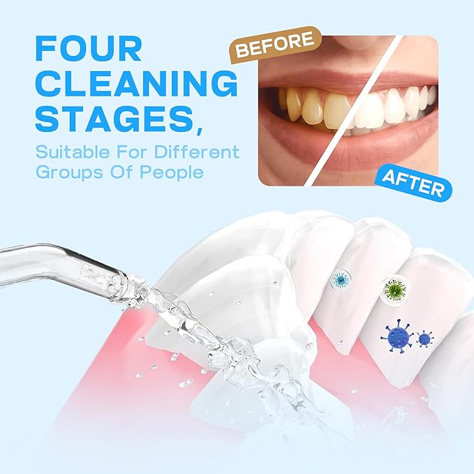 Water Dental Flosser Cordless, Portable Oral Irrigator with 5 Modes, 300ML Tank, Rechargeable, IPX7 Waterproof, Travel & Home Teeth Cleaner for Braces and Gums